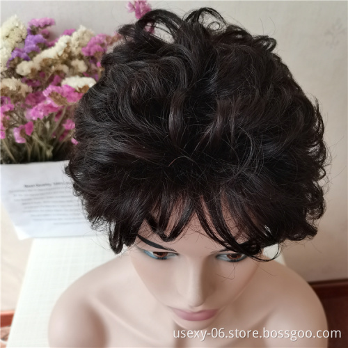 Dropshipping Short Human Hair Pixie Cut Wigs Cheap Brazilian Hair Wavy Short Wigs For Black Women